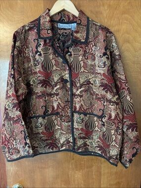 Jane Ashley Burgundy and Gold Jacquard Tapestry Jacket